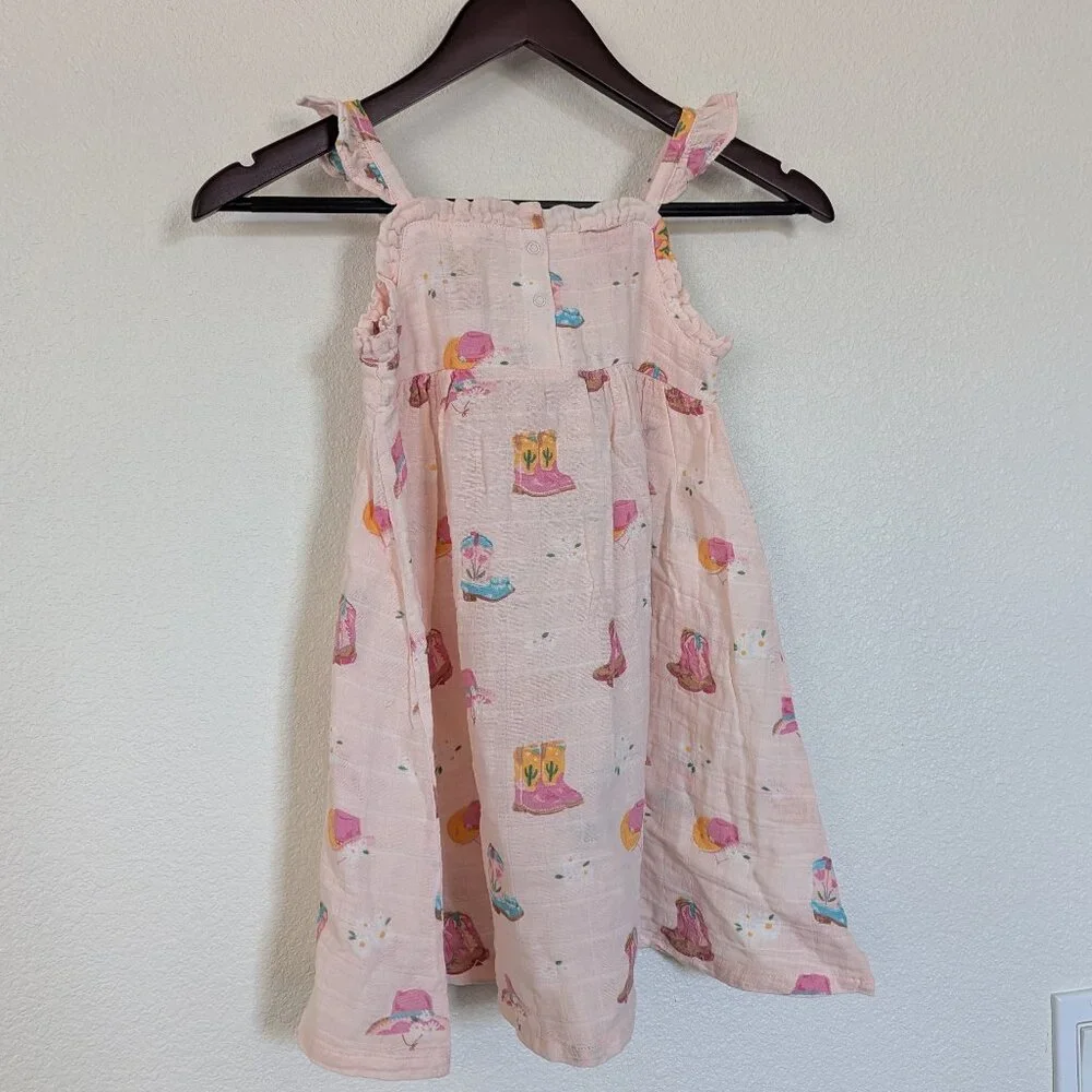 NWT Tullabee Girl Western Cowgirl 100% Organic Muslin Cotton Sleeveless Dress 6